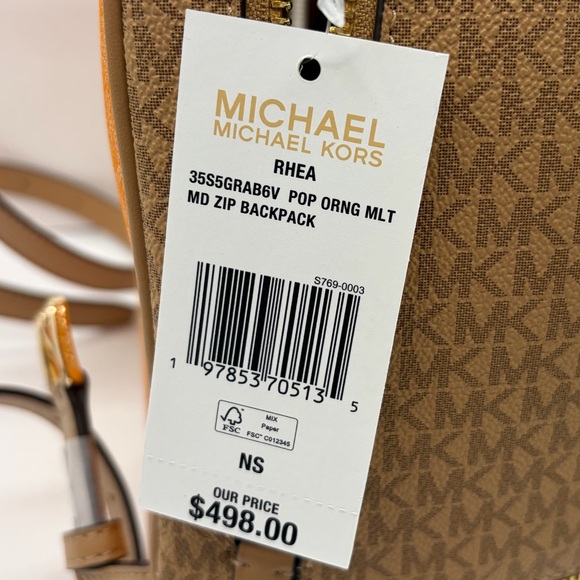 Michael Kors Rhea Medium Color-Block Signature Logo Backpack - Picture 11 of 14